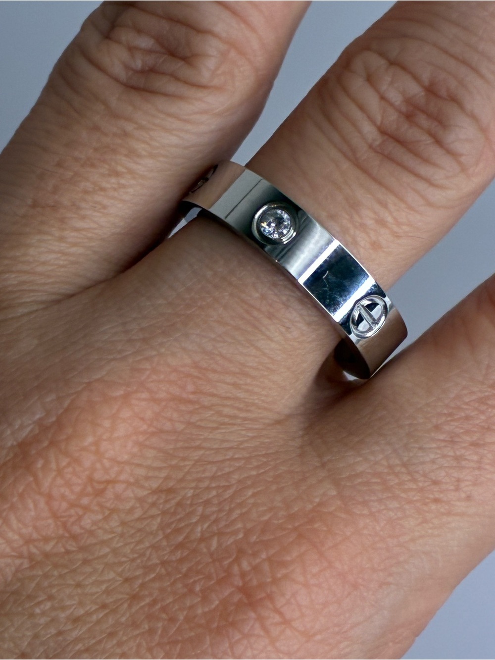 Vintage Silver-Tone Band Ring with Accent Stones - Size 9